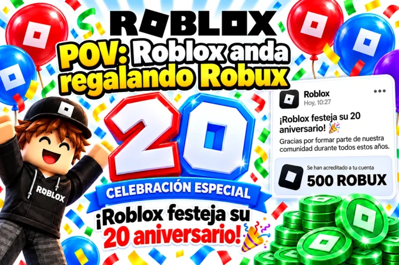 Cómo conseguir 500 Robux y el gorro del 20.º aniversario de Roblox